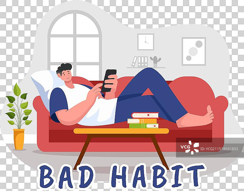 包含不健康生活方式的坏习惯图片素材