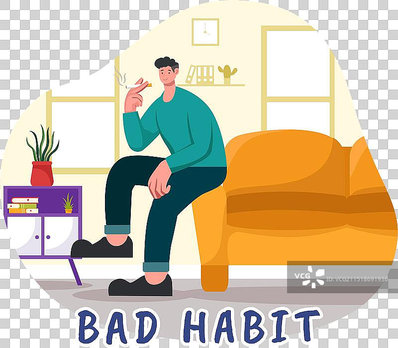 包含不健康生活方式的坏习惯图片素材