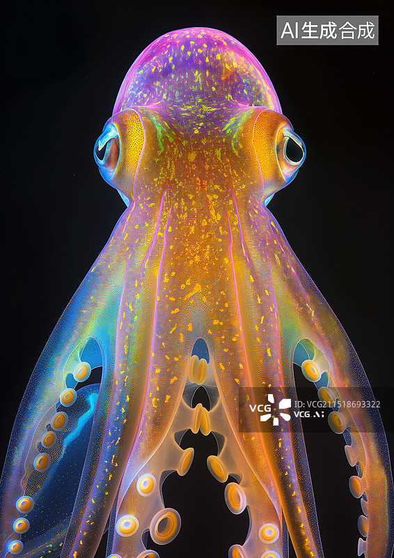【AI数字艺术】颜色绚丽的海洋生物章鱼图片素材