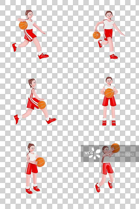 3D立体奥动季打篮球的运动员体育人物元素图片素材