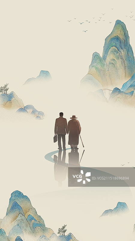 手绘重阳节插画背景图片素材