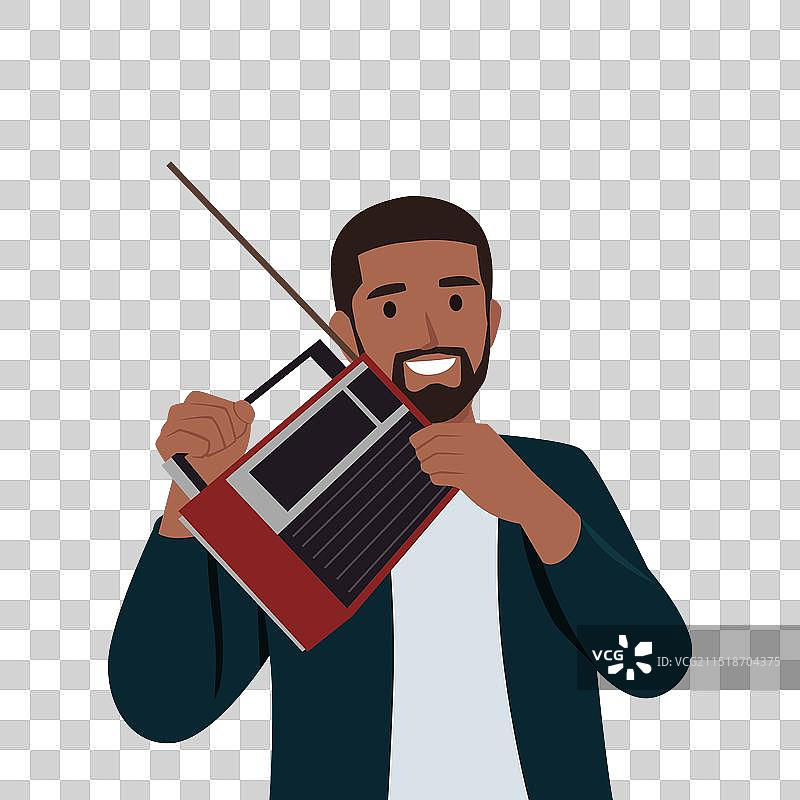 年轻男人手提手提音响听音乐图片素材