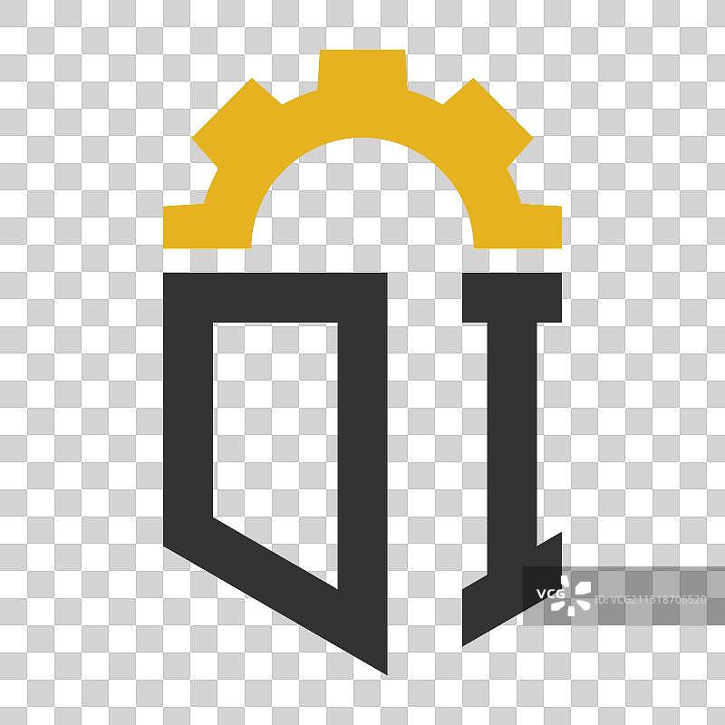 用于服务中心的齿轮字母DI标志设计图片素材