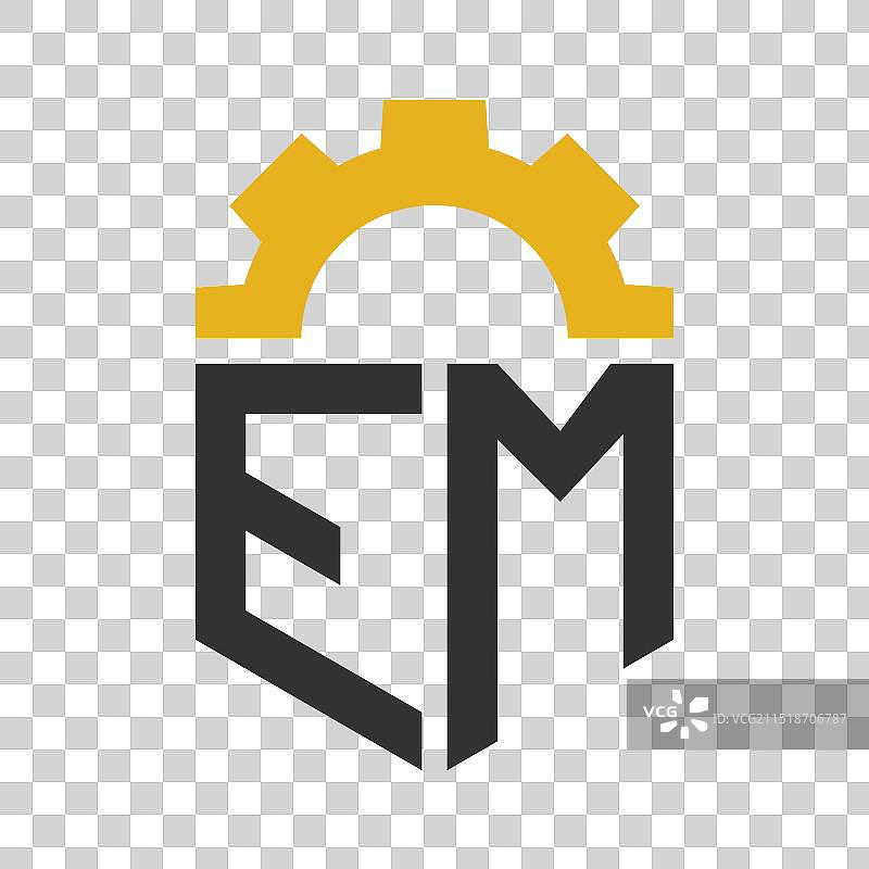 字母EM齿轮标志，用于服务中心图片素材