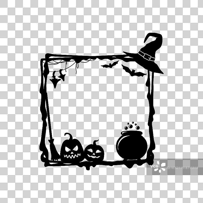 万圣节黑色复古框架恐怖方形边框图片素材