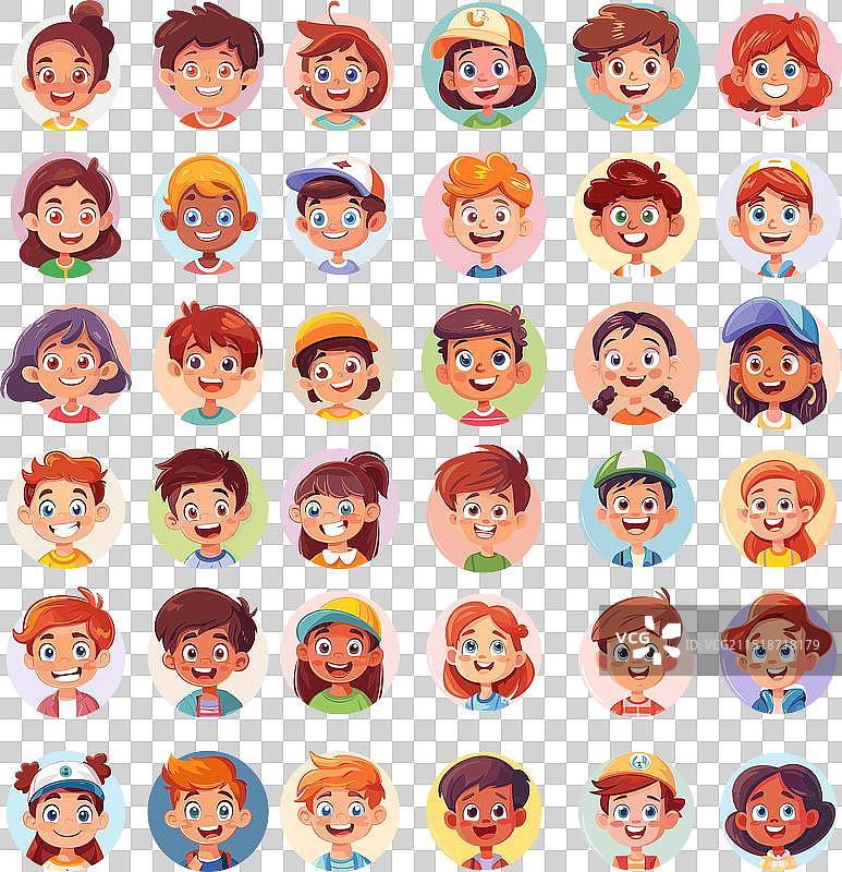 儿童头像卡通合集：圆形男孩图片素材