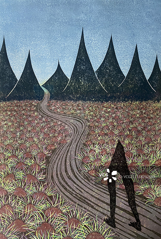 绝版套色《赤脚行走的梦想》图片素材