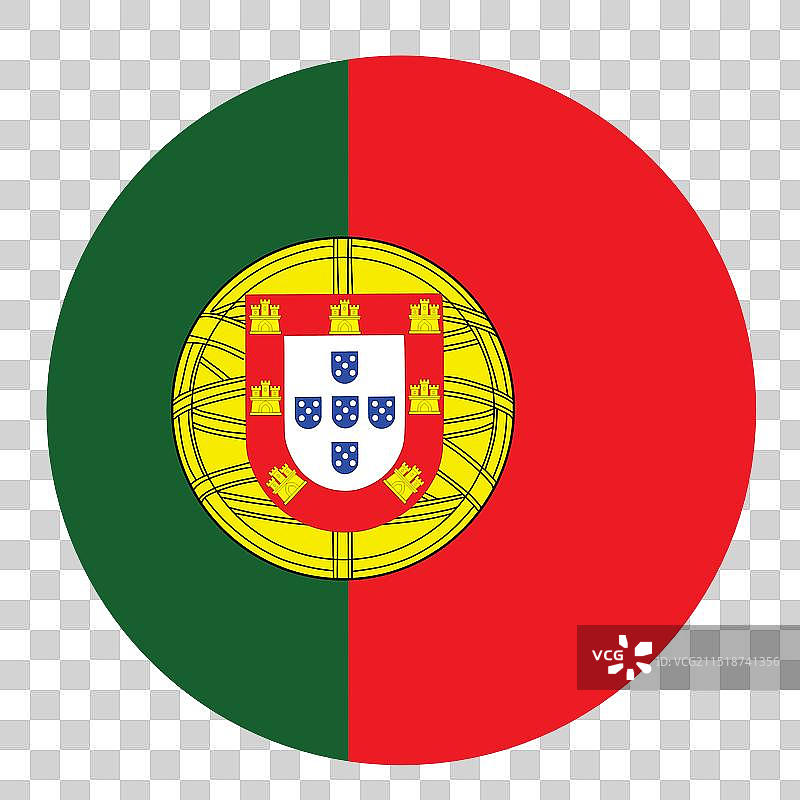 葡萄牙国旗圆形徽章按钮图片素材