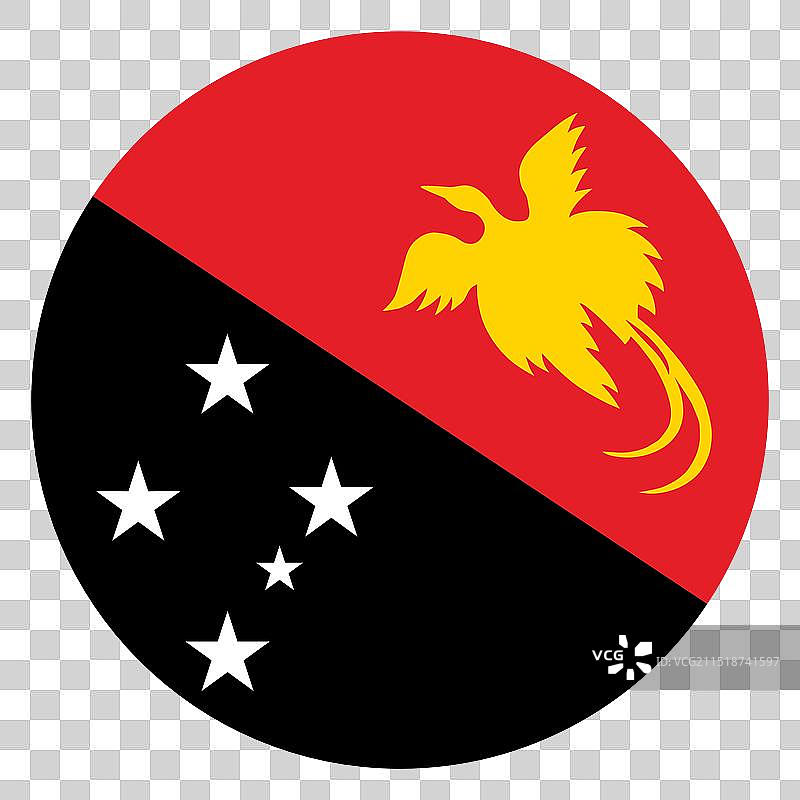 巴布亚新几内亚国旗圆形徽章按钮图片素材