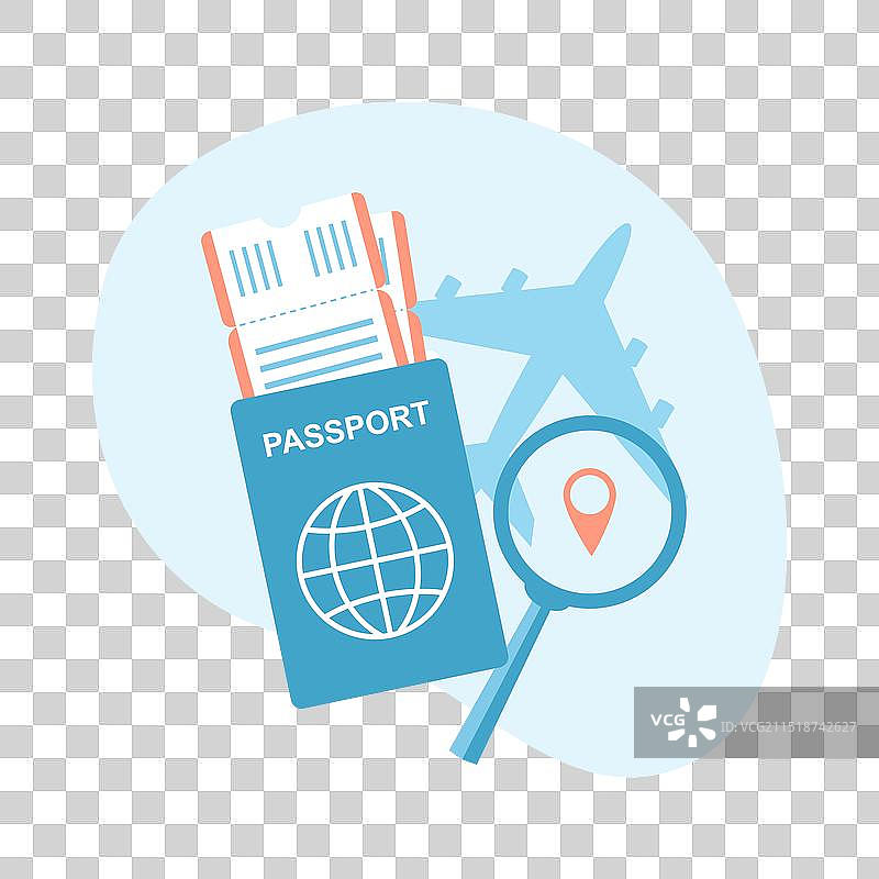 旅行计划：含机票的护照图片素材