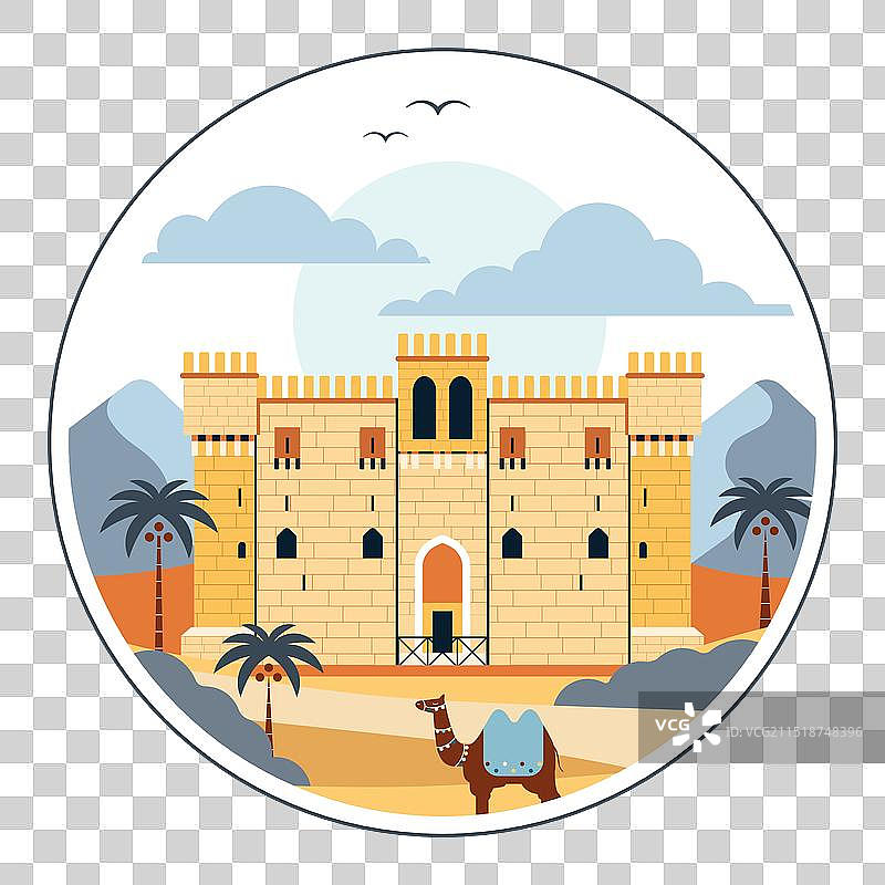 前往埃及旅行，圆形场景与堡垒图片素材