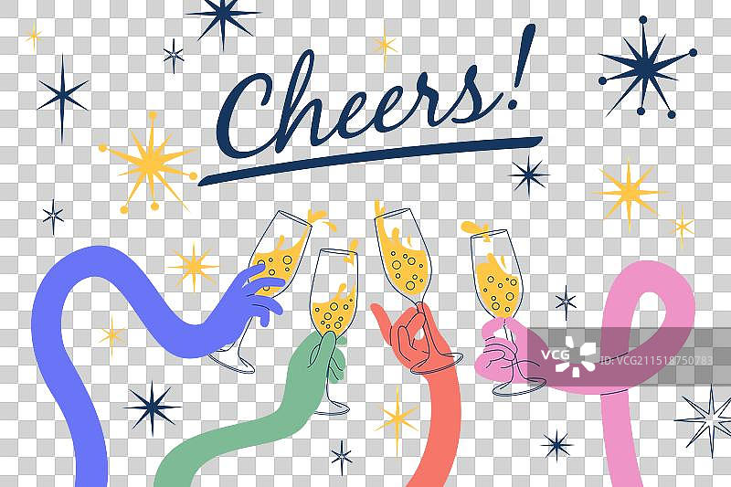 碰杯庆祝，纤细的手臂举杯欢庆图片素材