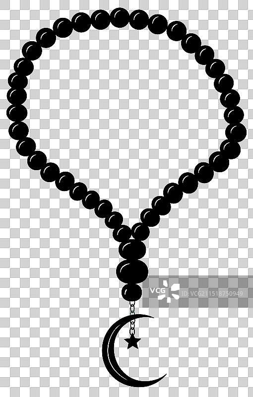 黑色圣洁念珠祈祷珠剪影图标图片素材