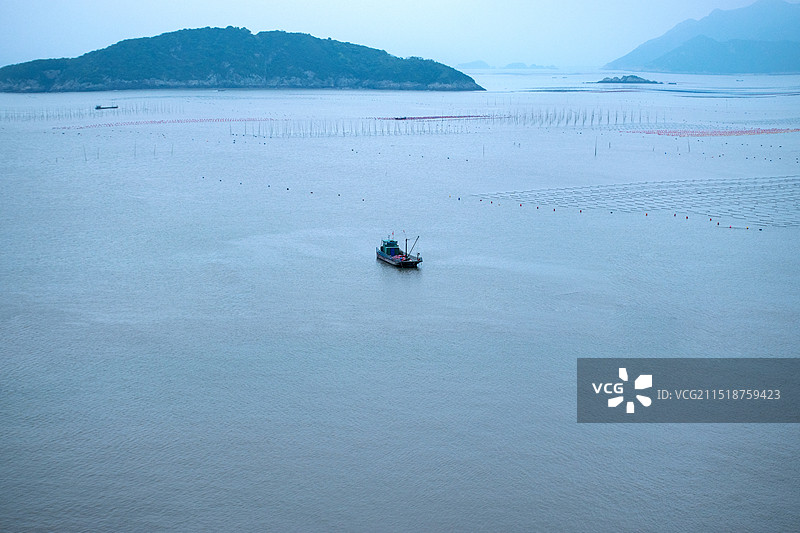 福建霞浦清晨小船风光图片素材