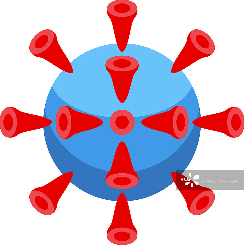 威胁性蓝色病毒孢子扩散尖峰图片素材