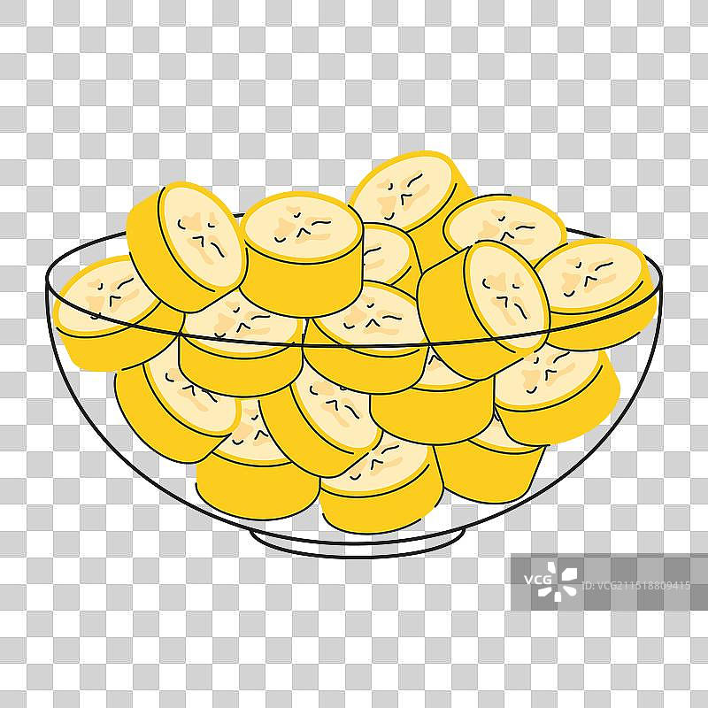 手绘一堆切好的香蕉片图片素材