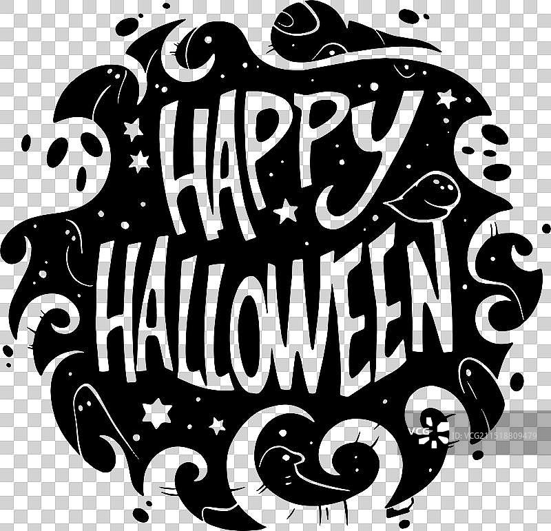 白色万圣节黑白标志图片素材