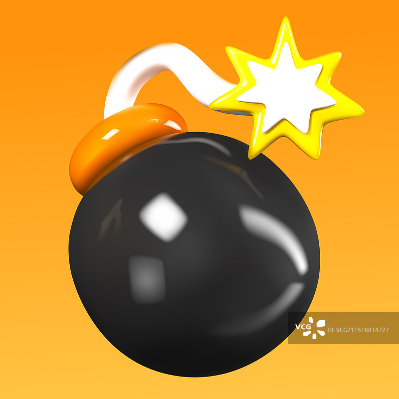 鲜亮橙色背景上的游戏炸弹图片素材