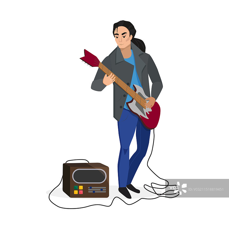 摇滚乐队吉他手与放大器图片素材