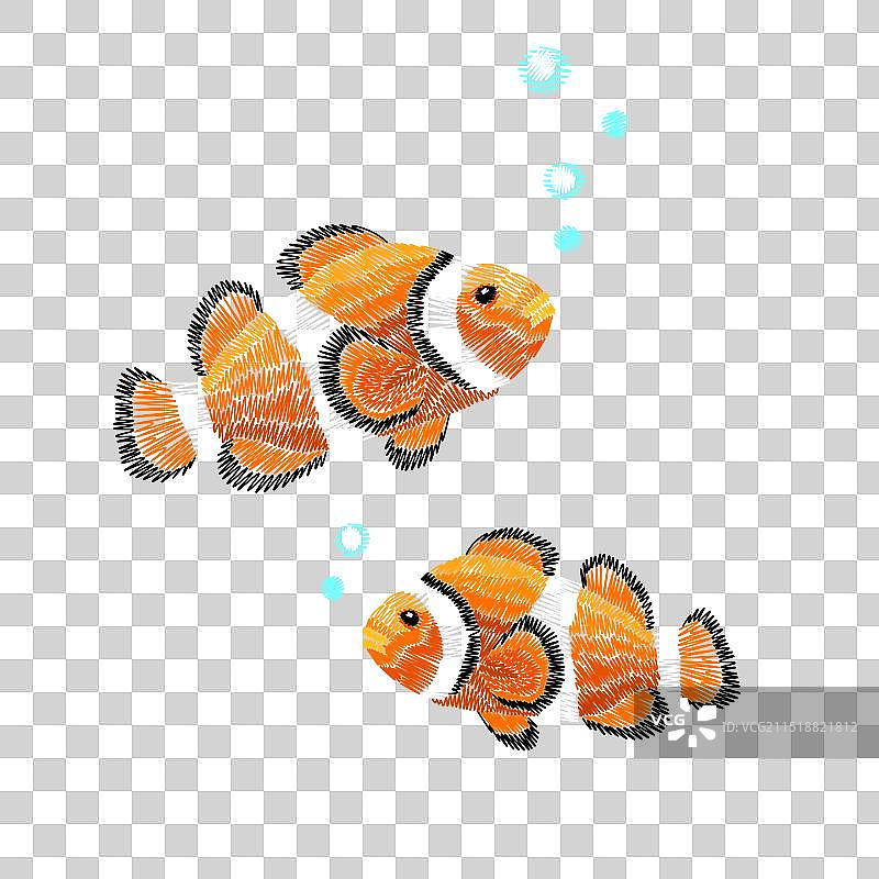 小丑鱼刺绣海洋风贴片图片素材