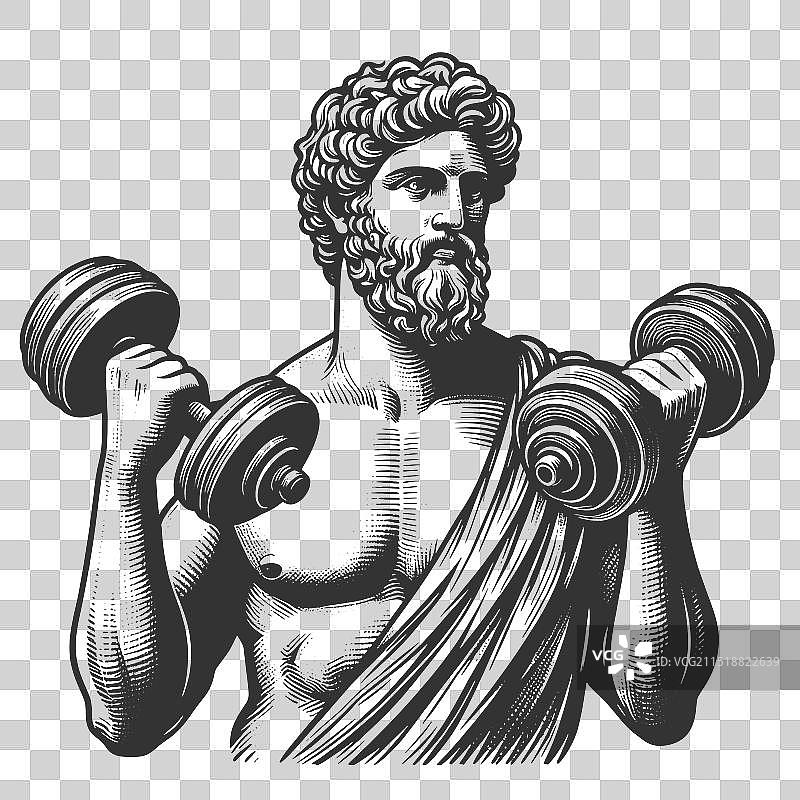 举哑铃的古希腊雕像图片素材