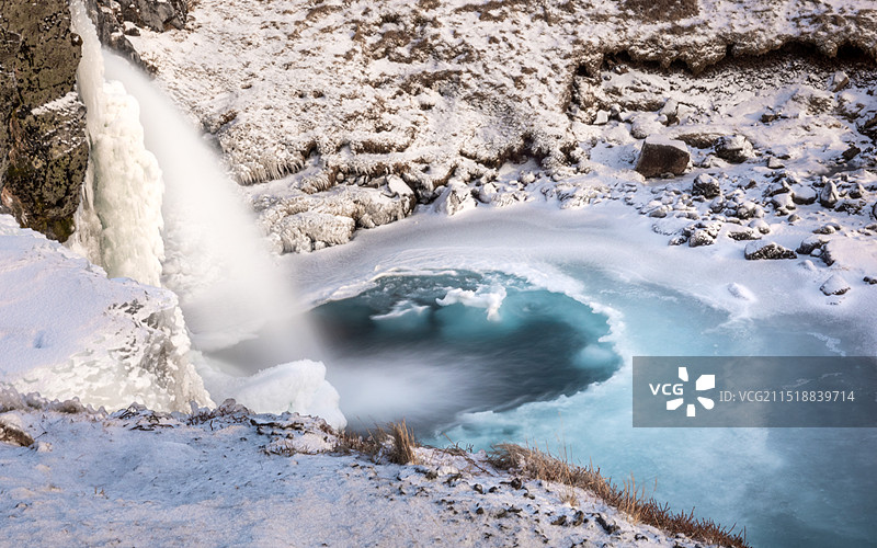 【冰岛冬日小瀑布】图片素材