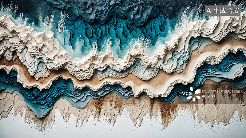 【AI数字艺术】海浪与沙丘的立体艺术创作图片素材