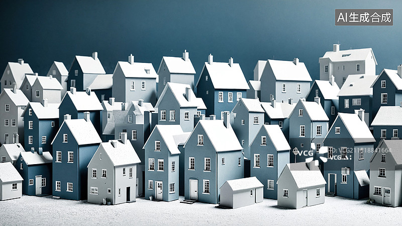 【AI数字艺术】蓝色小镇模型图图片素材