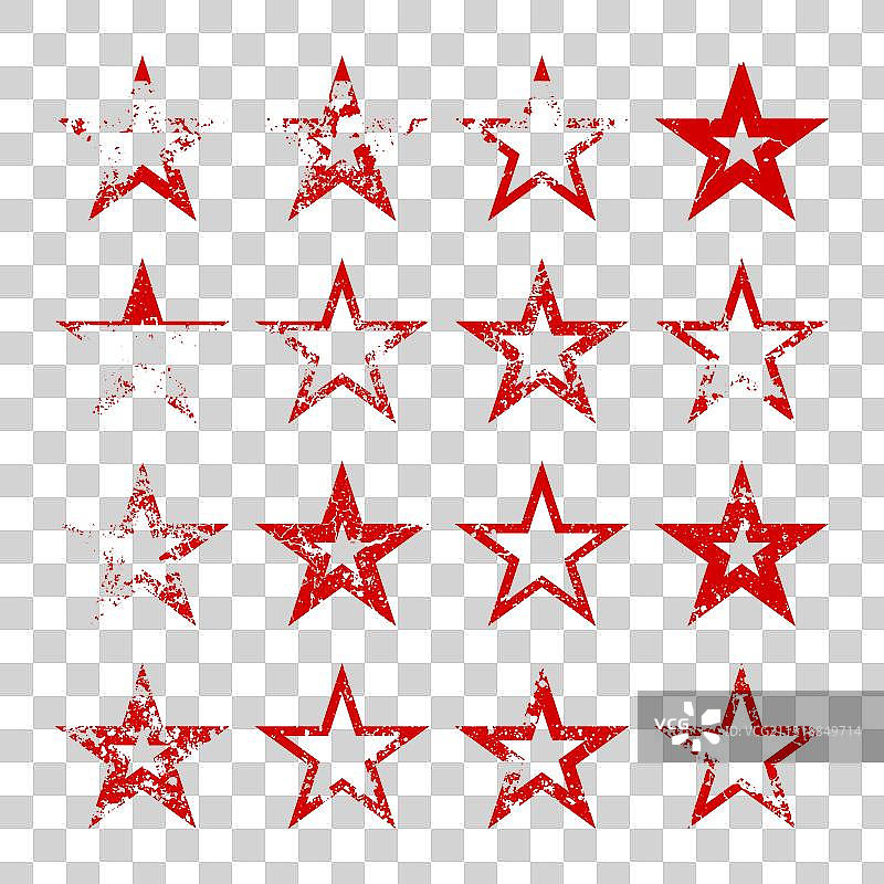 带有裂缝和污渍的红色复古星星图片素材