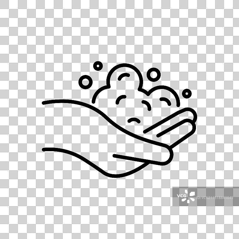 手部泡沫肥皂洗手细线图标图片素材