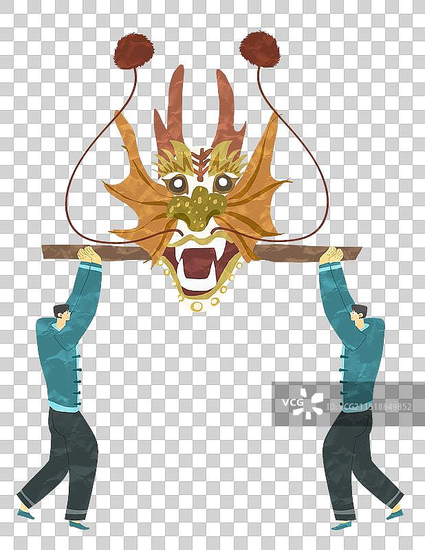 金华文化遗产浦江板凳龙插画元素图片素材
