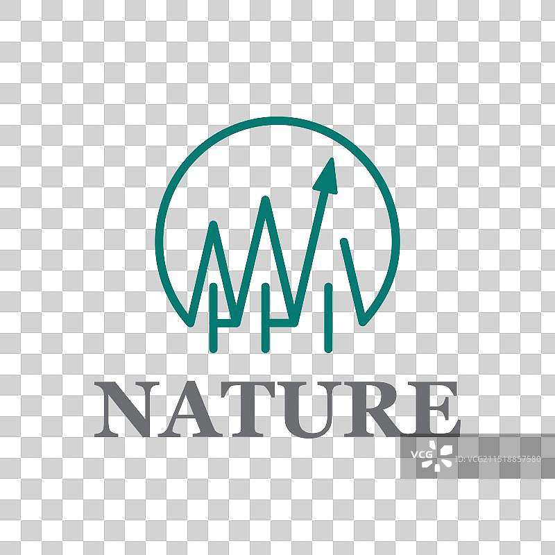 绿色松树向上箭头圆形线条图片素材