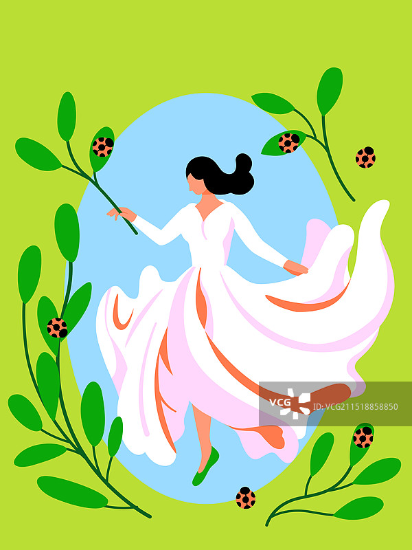 极简扁平风24节气插画惊蛰图片素材