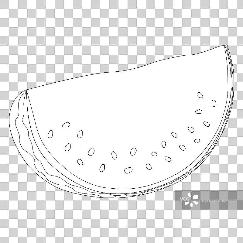 西瓜切片轮廓填色页图片素材