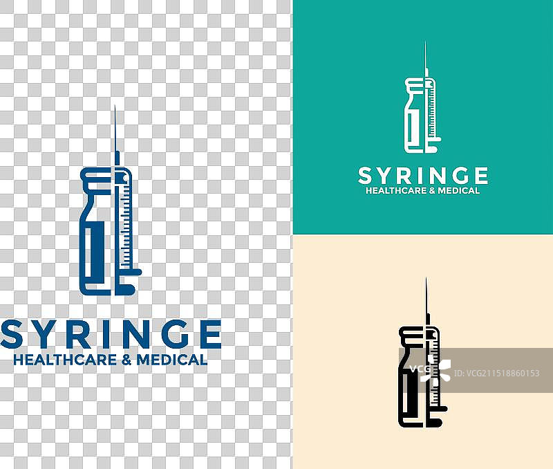 带有瓶子标志的注射器图标设计模板图片素材