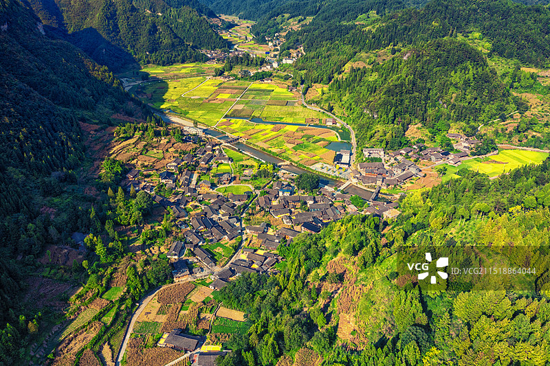 贵州遵义湄潭石家寨村寨风光图片素材