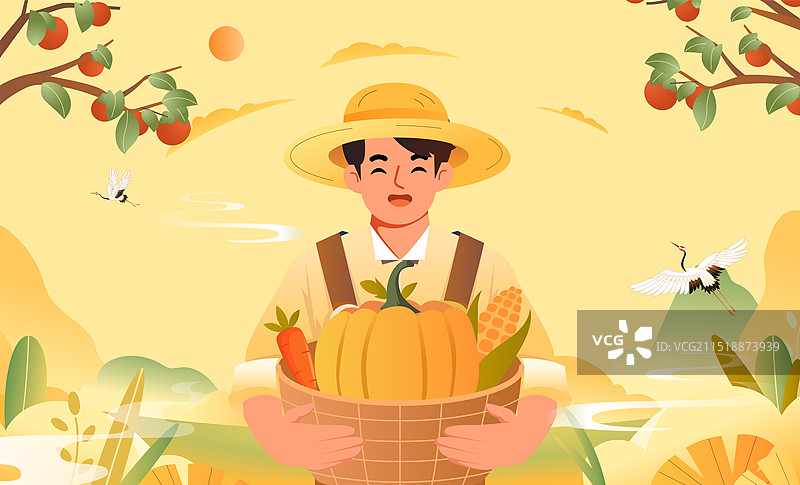 农民拿着南瓜图片素材