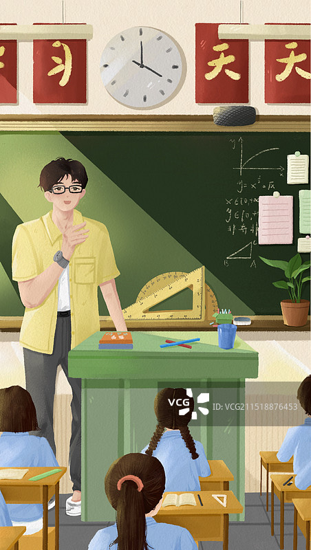 男老师在教室给学生上课图片素材