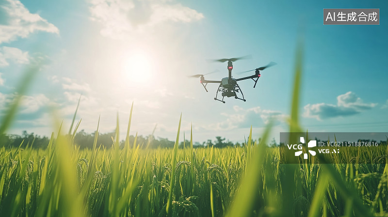 【AI数字艺术】无人机在田间作业图片素材