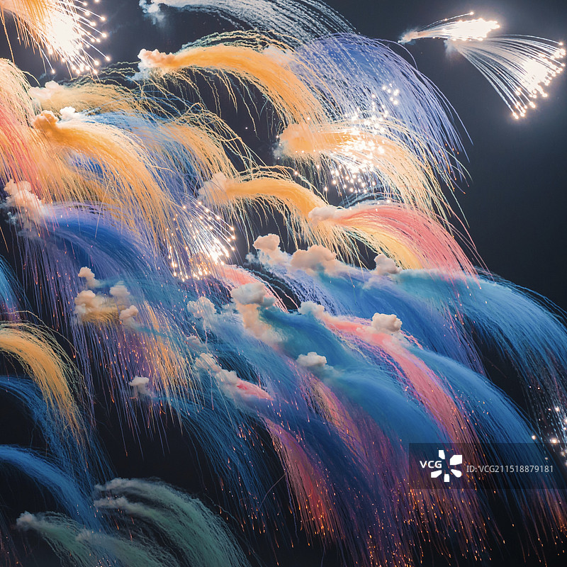 七彩祥云烟火图片素材