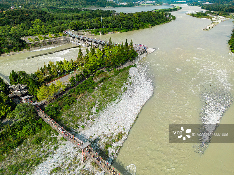 四川都江堰景区航拍图片素材