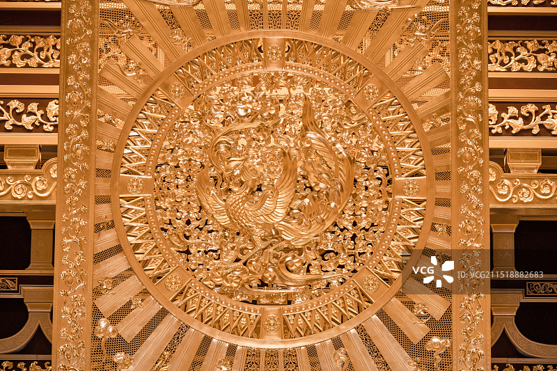 河南省隋唐洛阳城遗址天堂明堂景区大厅精美装潢特写图片素材