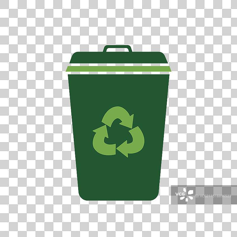 带有回收标志的绿色垃圾桶概念图片素材
