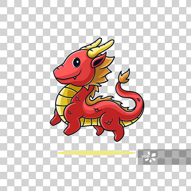 可爱的红色卡通龙图片素材
