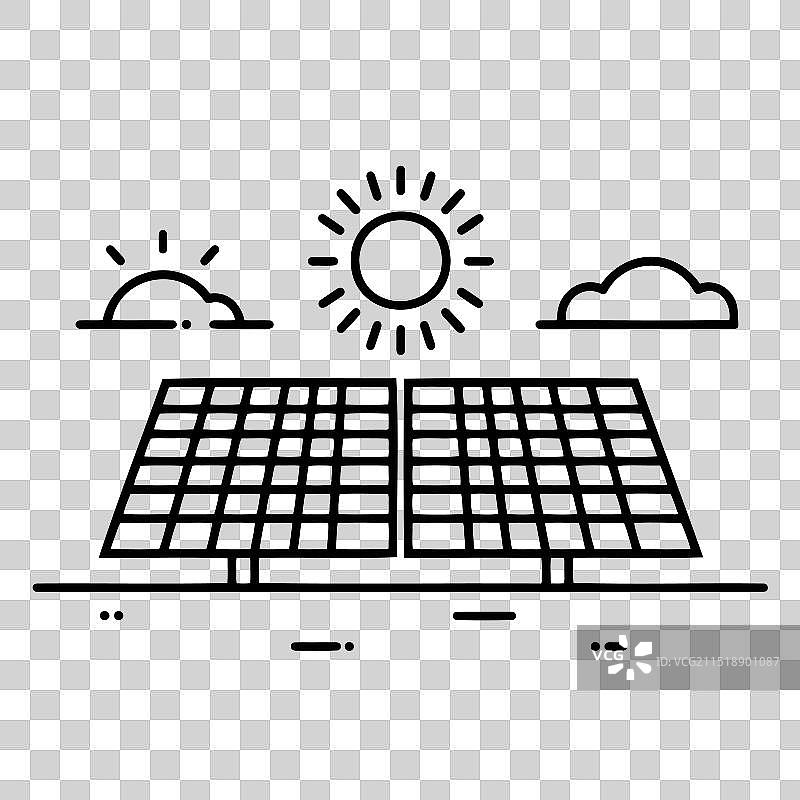 阳光下的太阳能电池板和云朵图片素材
