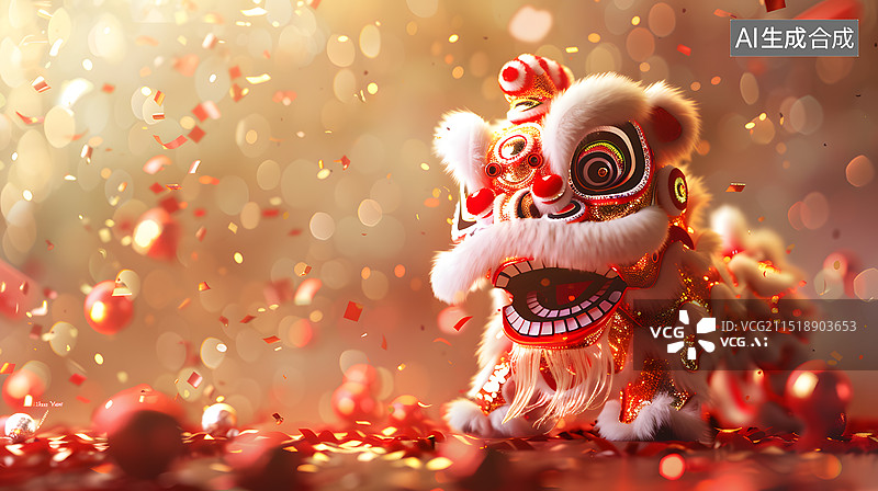 【AI数字艺术】国庆节春节新年庆祝舞狮图片素材