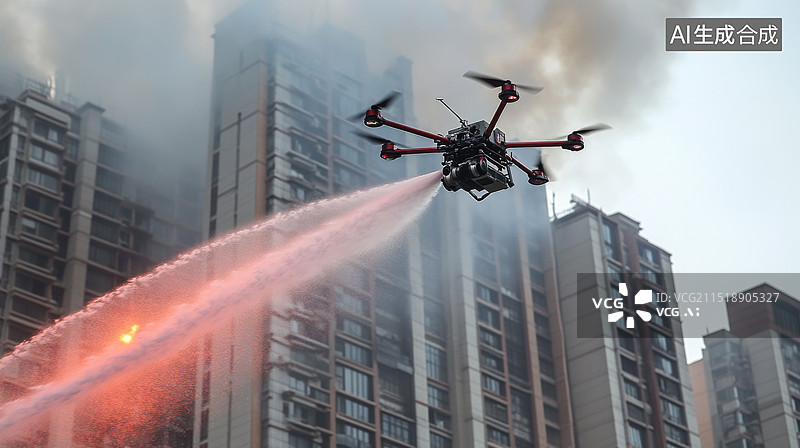 【AI数字艺术】无人机灭火图片素材