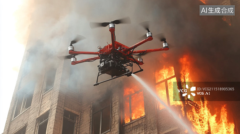 【AI数字艺术】无人机灭火图片素材