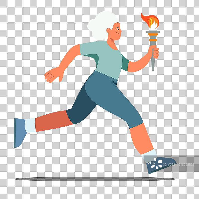 奔跑中的年长运动女性图片素材