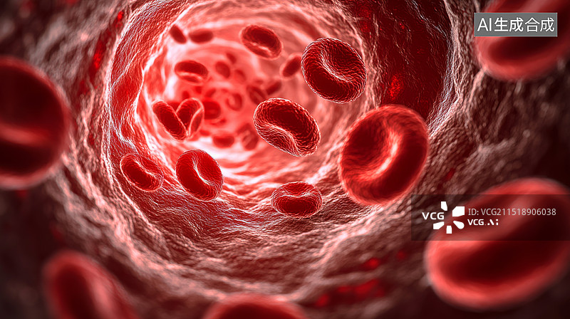 【AI数字艺术】血管 毛细血管 红细胞 白细胞 血管堵塞图片素材